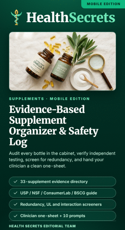 Evidence-Based Supplement Organizer & Safety Log