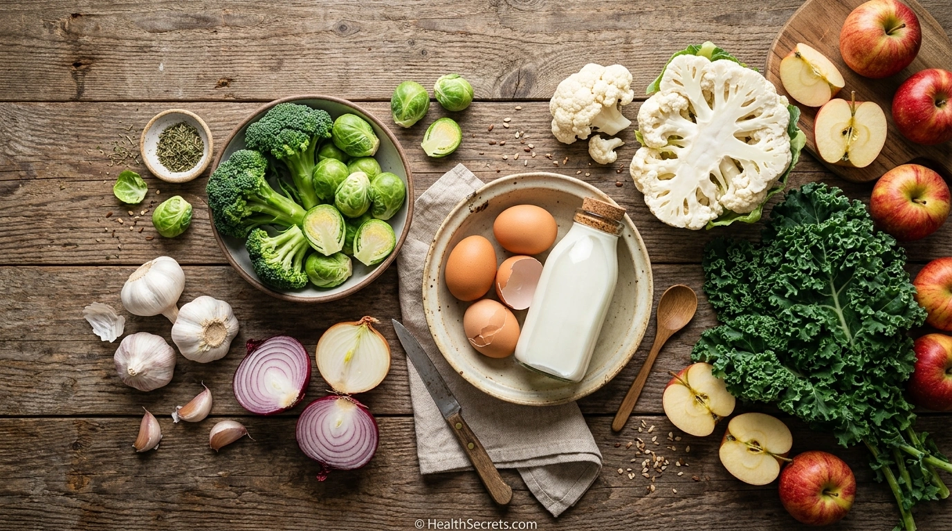 Natural food sources rich in MSM and sulfur including broccoli garlic eggs and cruciferous vegetables
