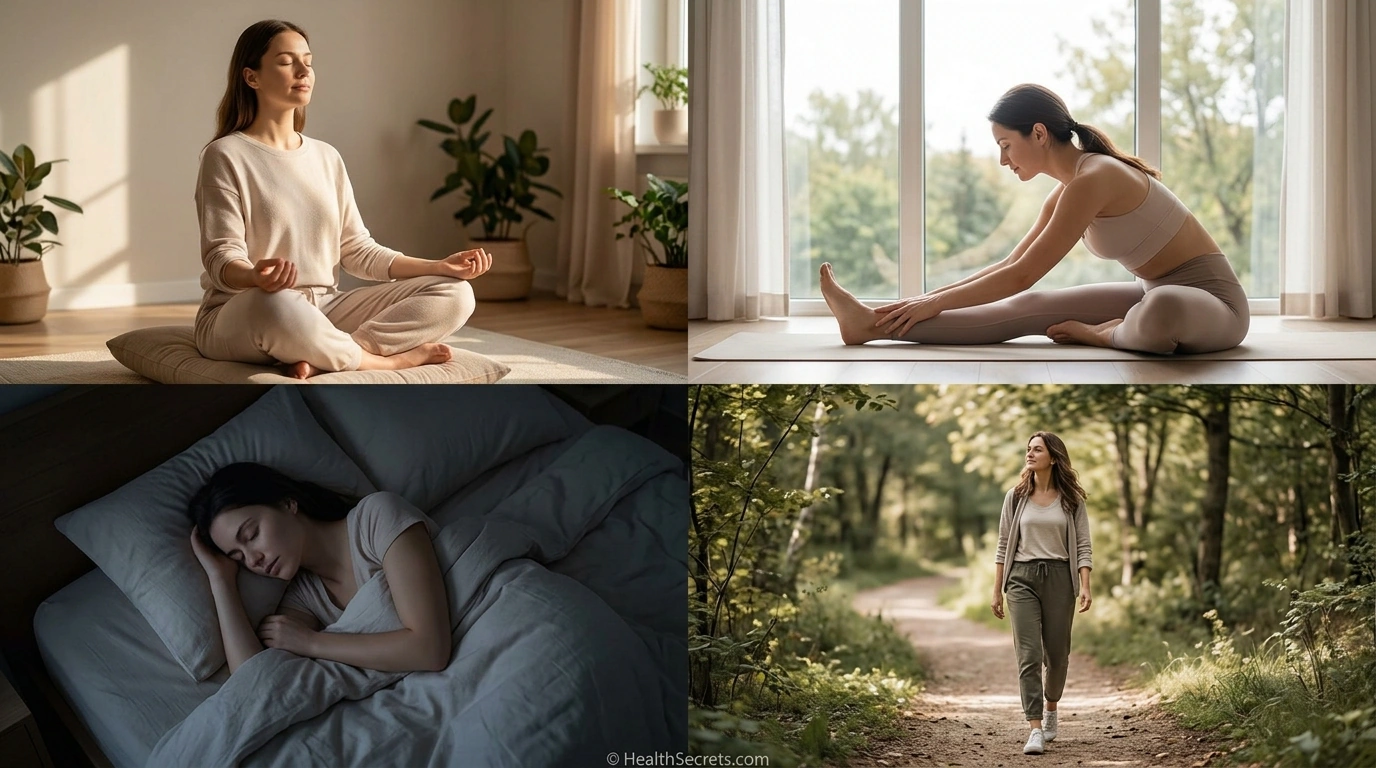 Lifestyle modifications for autoimmune disease including meditation, yoga, sleep, and gentle exercise