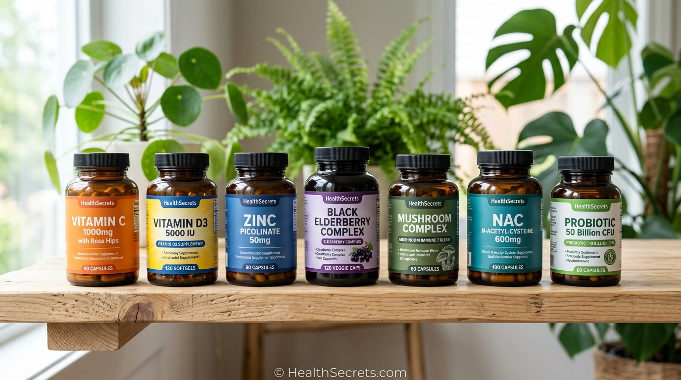 Collection of top-rated immune boosting supplement products on display