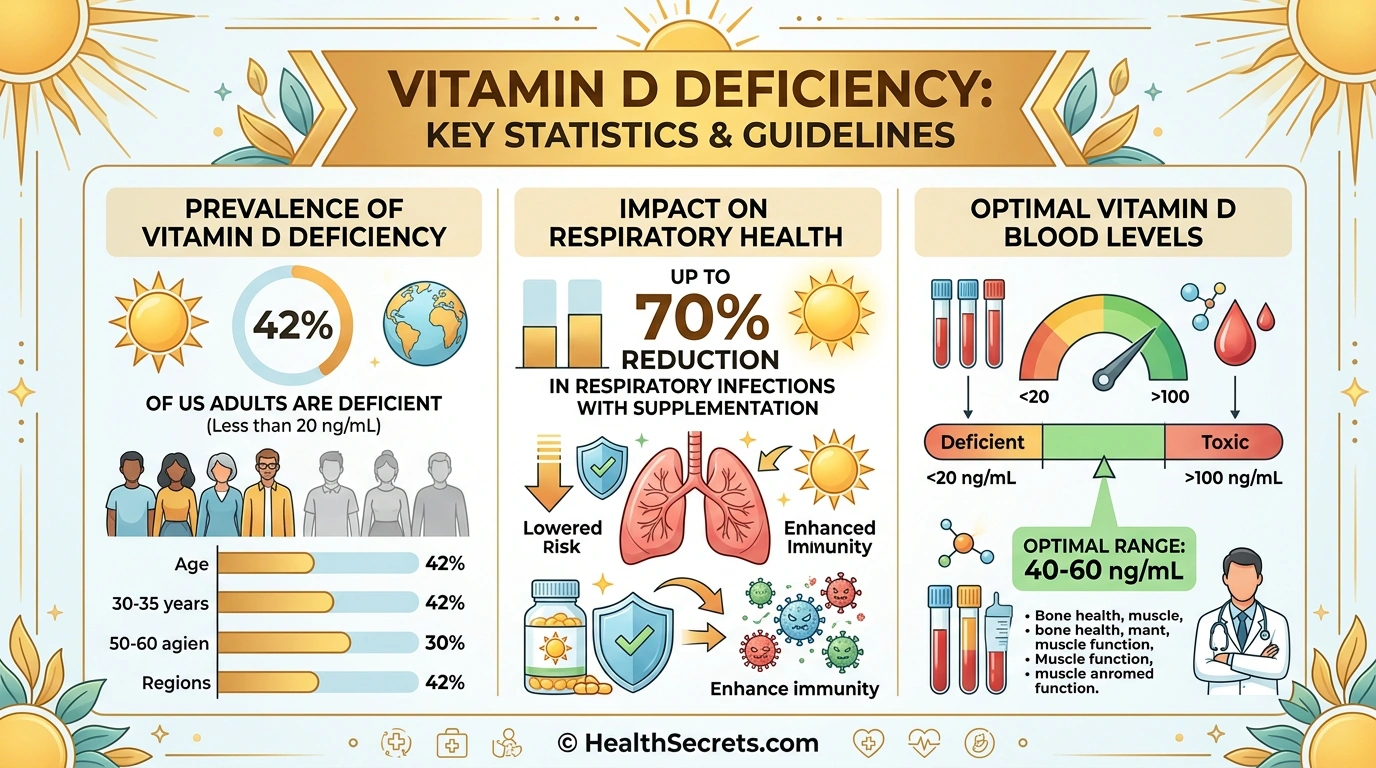 Vitamin D deficiency statistics showing prevalence and impact on immune function