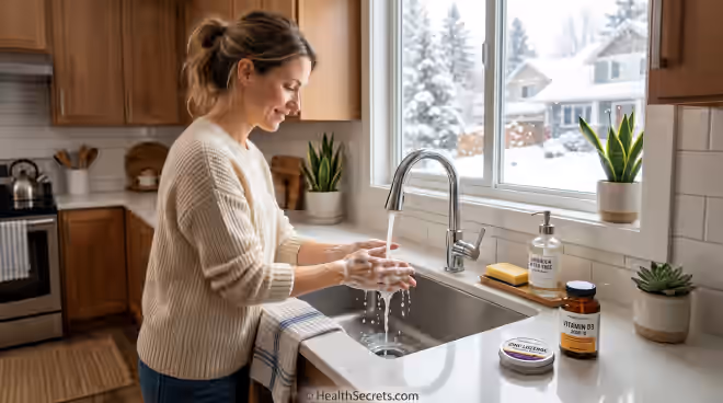 Proper hand washing technique for natural cold and flu prevention during winter season