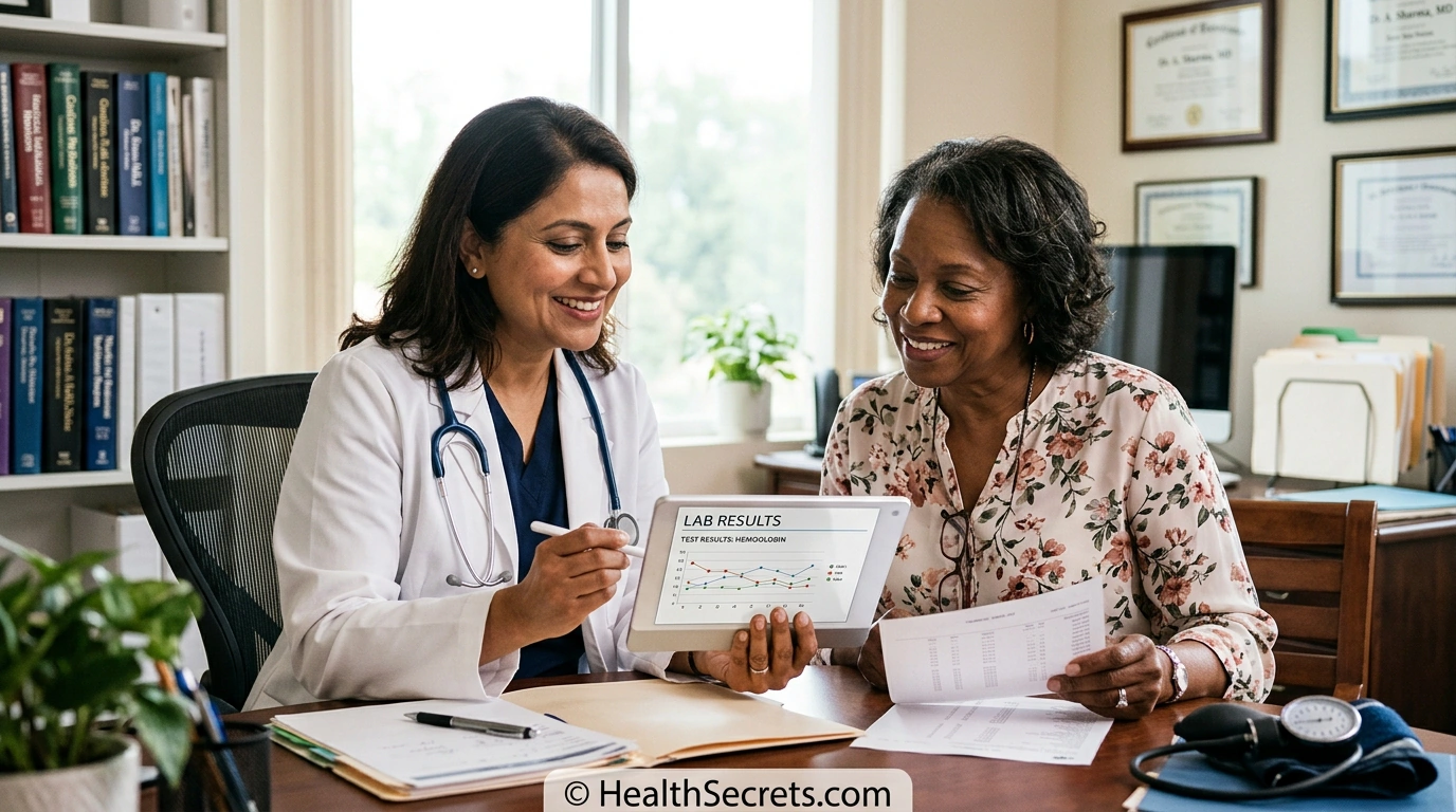 Patient and doctor reviewing immune system test results together during medical consultation