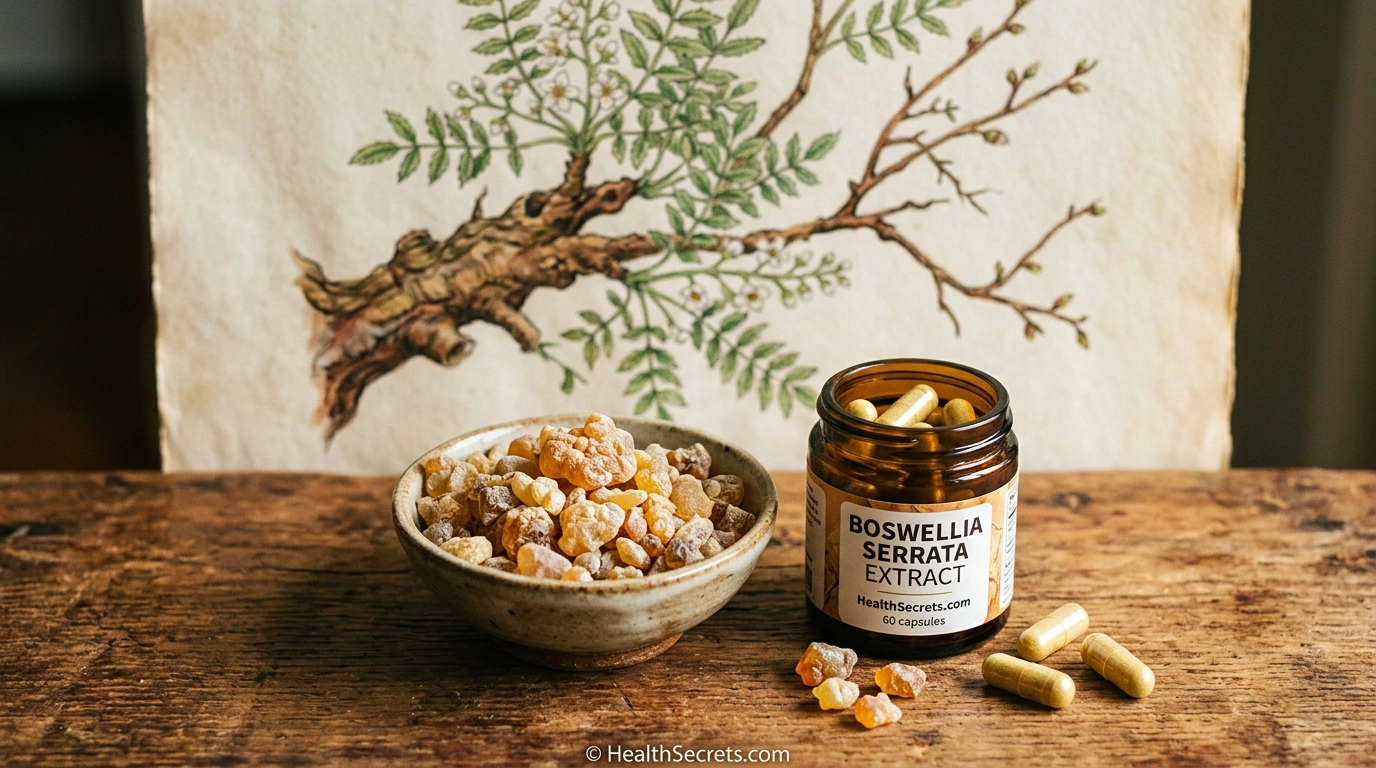 Boswellia serrata frankincense resin and supplement capsules for osteoarthritis pain