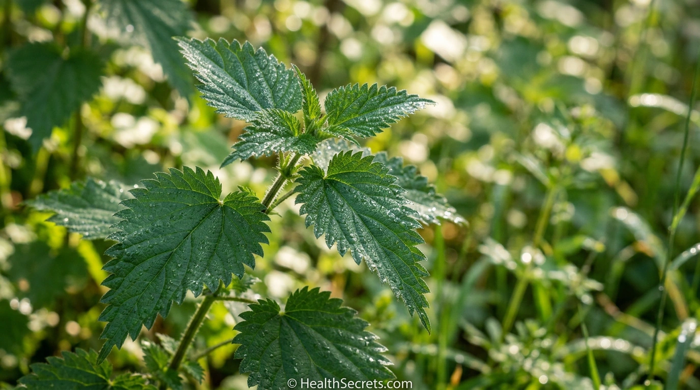 Close-up of stinging nettle Urtica dioica plant used as a natural remedy for seasonal allergy relief
