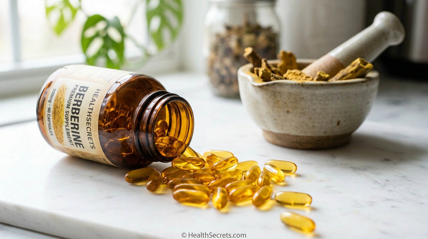 Berberine supplement capsules for natural blood sugar support
