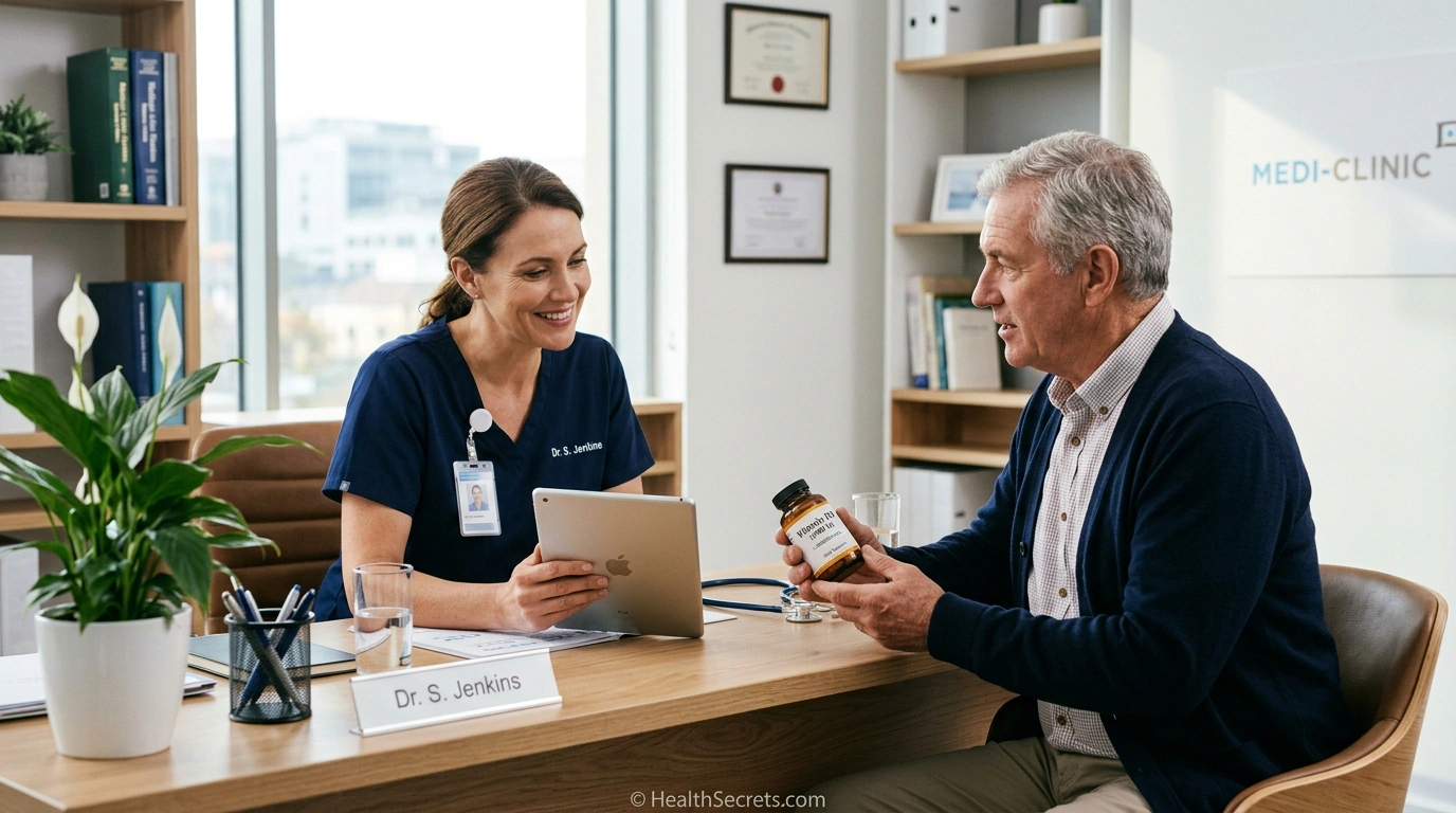 Patient consulting with doctor about natural blood sugar supplements