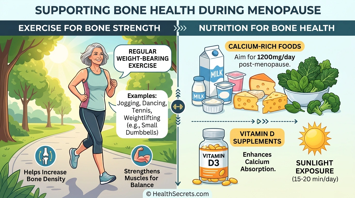 Bone health support during menopause through exercise calcium and vitamin D