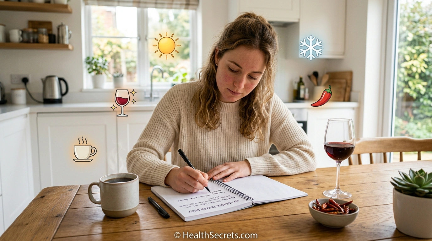 Rosacea trigger diary journal for tracking food beverage weather and skincare product reactions