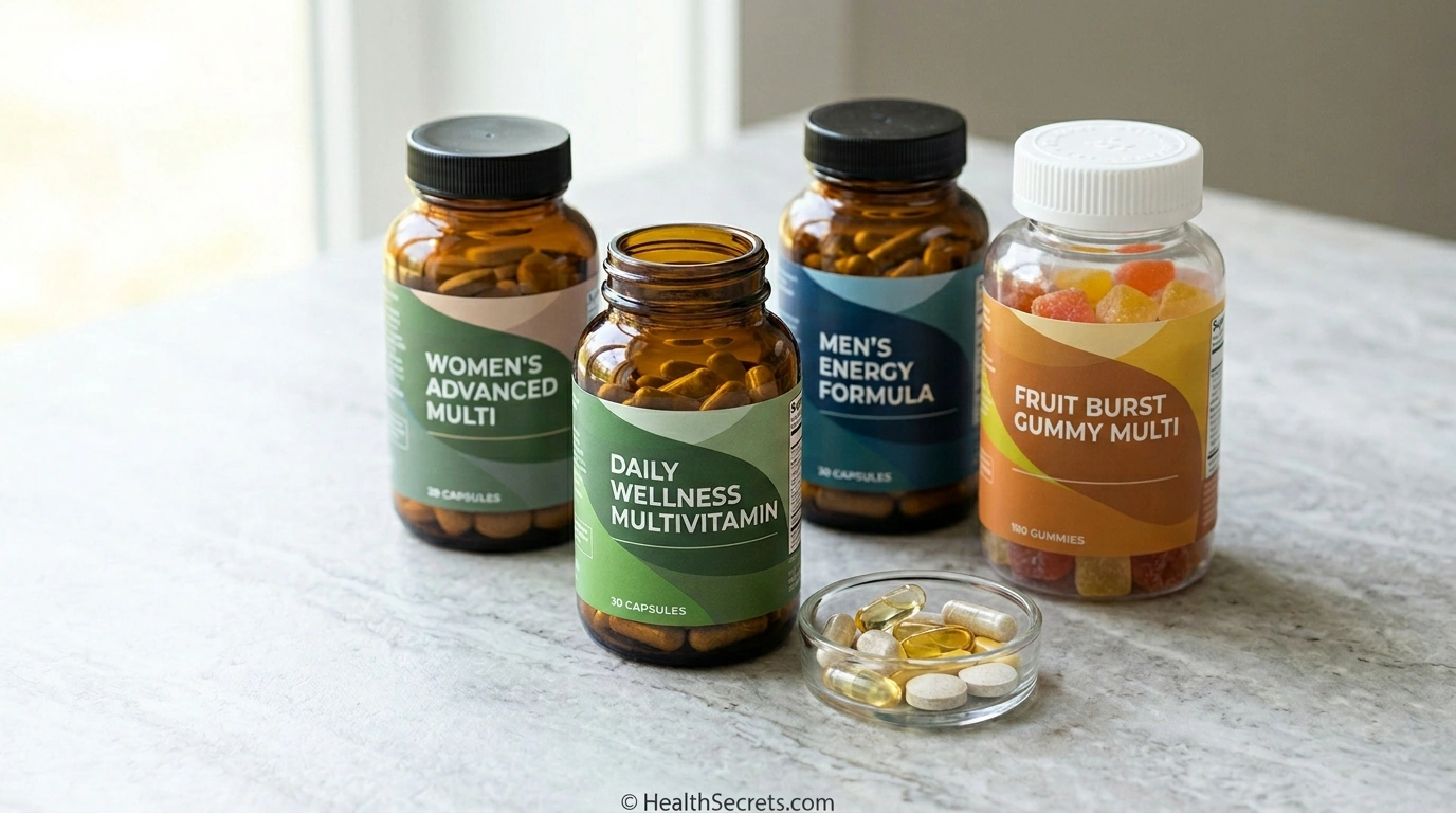Top rated multivitamin supplements including Thorne Ritual Nature Made and Garden of Life products